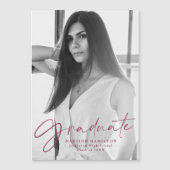 Faire-part de graduation élégante Maroon Script (Devant)