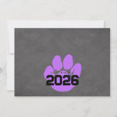 Faire-part de graduation Empreinte de patte violet (Dos)