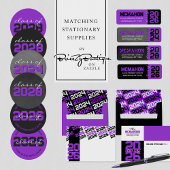 Faire-part de graduation Empreinte de patte violet