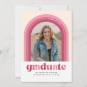 Faire-part de graduation en arc rose rétro (Devant)