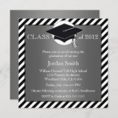 Faire-part de graduation en argent et en noir (Devant / Derrière)