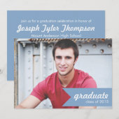 Faire-part de graduation en bleu de la marine clas (Devant / Derrière)