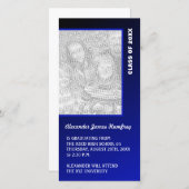 Faire-part de graduation en bleu foncé (Devant / Derrière)