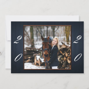 Faire-part de graduation en bois bleu foncé