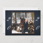 Faire-part de graduation en bois bleu foncé (Devant)