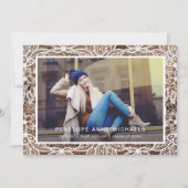 Faire-part de graduation en bois rustique et dente (Devant)