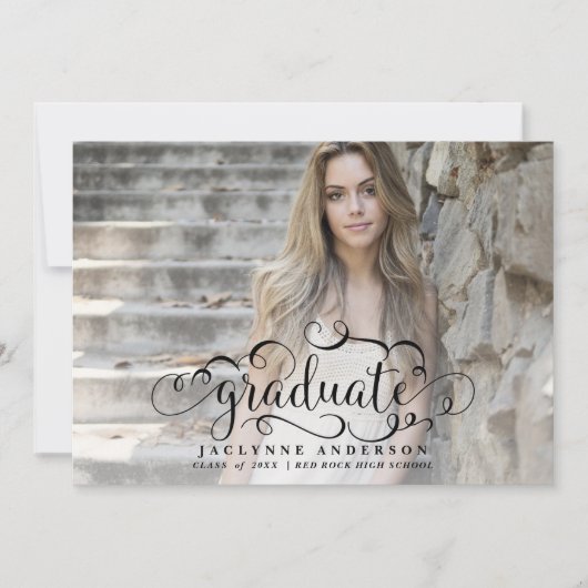 Faire-part de graduation en calligraphie photo (Devant)