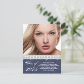 Faire-part de graduation en Denim Bleu et Diamant (Debout devant)