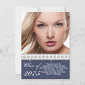 Faire-part de graduation en Denim Bleu et Diamant (Devant)