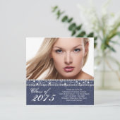 Faire-part de graduation en Denim Bleu et Diamant (Debout devant)