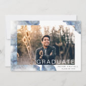 Faire-part de graduation en marbre bleu Ombre (Devant)