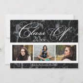 Faire-part de graduation en marbre noir 3-Photo (Devant)