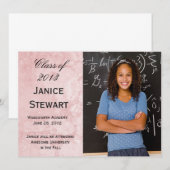 Faire-part de graduation en marbre rose (Devant / Derrière)