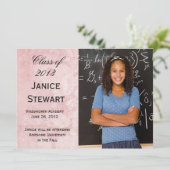 Faire-part de graduation en marbre rose (Debout devant)