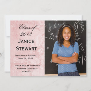 Faire-part de graduation en marbre rose