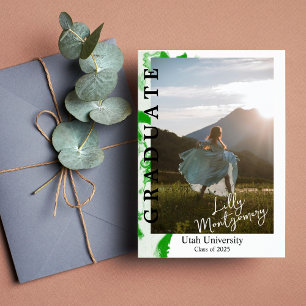 Faire-part de graduation en marbre vert