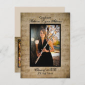 Faire-part de graduation en musique de feuille - C (Devant / Derrière)