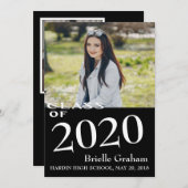 Faire-part de graduation en noir et blanc (Devant / Derrière)