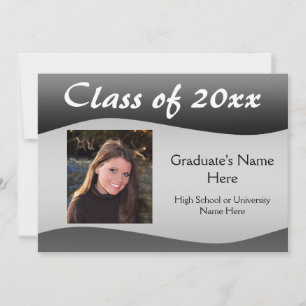 Faire-part de graduation en noir/gris lisse