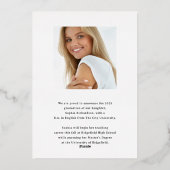 Faire-part de graduation en or à script lunaire (Verso)