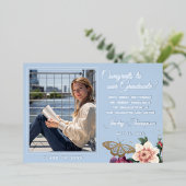 Faire-part de graduation en or bleu clair (Debout devant)