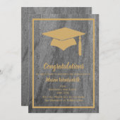 Faire-part de graduation en or et en granit Faux (Devant / Derrière)