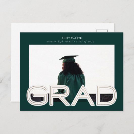 faire-part de graduation en or gras (Devant / Derrière)