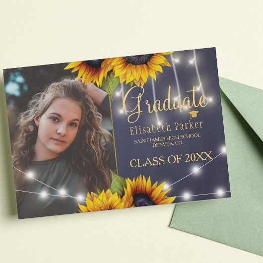 Faire-part de graduation en panneau de tournesol o