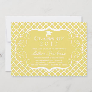 Faire-part de graduation en quatrefoil or + blanc