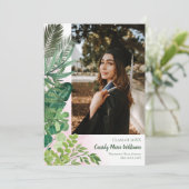 Faire-part de graduation en rose botanique tropica (Debout devant)