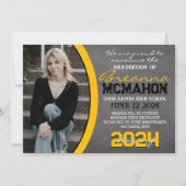 Faire-part de graduation en tableau noir et jaune (Devant)