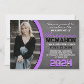 Faire-part de graduation en tableau noir et violet (Devant)