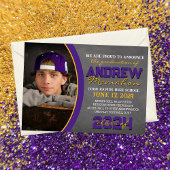 Faire-part de graduation en tableau rouge et or