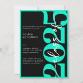 Faire-part de graduation en typographie Aqua moder (Devant)