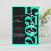 Faire-part de graduation en typographie Aqua moder (Debout devant)