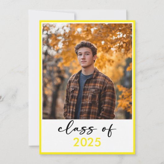 Faire-part de graduation en typographie jaune mode (Dos)