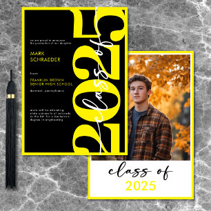 Faire-part de graduation en typographie jaune mode