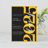 Faire-part de graduation en typographie jaune mode (Debout devant)
