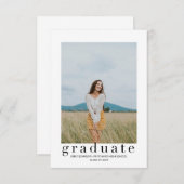 Faire-part de graduation en typographie moderne (Devant / Derrière)