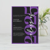 Faire-part de graduation en typographie violette m (Debout devant)