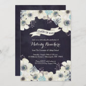 Faire-part de graduation - fleur d'anémone gris bl (Devant / Derrière)