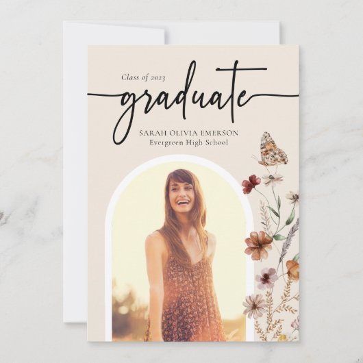 Faire-part de graduation florale (Devant)