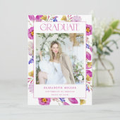 Faire-part de graduation florale d'été Invitation (Debout devant)