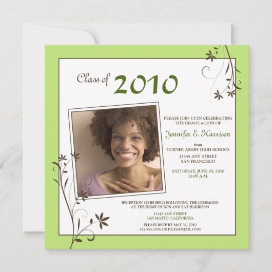 Faire-part de graduation florale Pastel (chaux) (Devant)