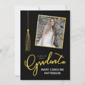 Faire-part de graduation Gold Black Photo (Devant)