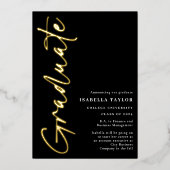 Faire-part de graduation Gold Foil de script moder (Recto)