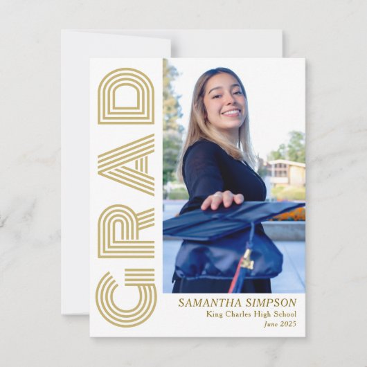Faire-part de graduation Gold Modern (Devant)