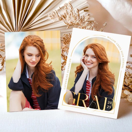 Faire-part de graduation Gold Photo Moderne