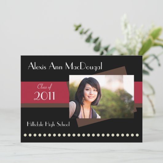 Faire-part de graduation Gras (rouge) (Debout devant)