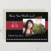 Faire-part de graduation Gras (rouge) (Devant / Derrière)